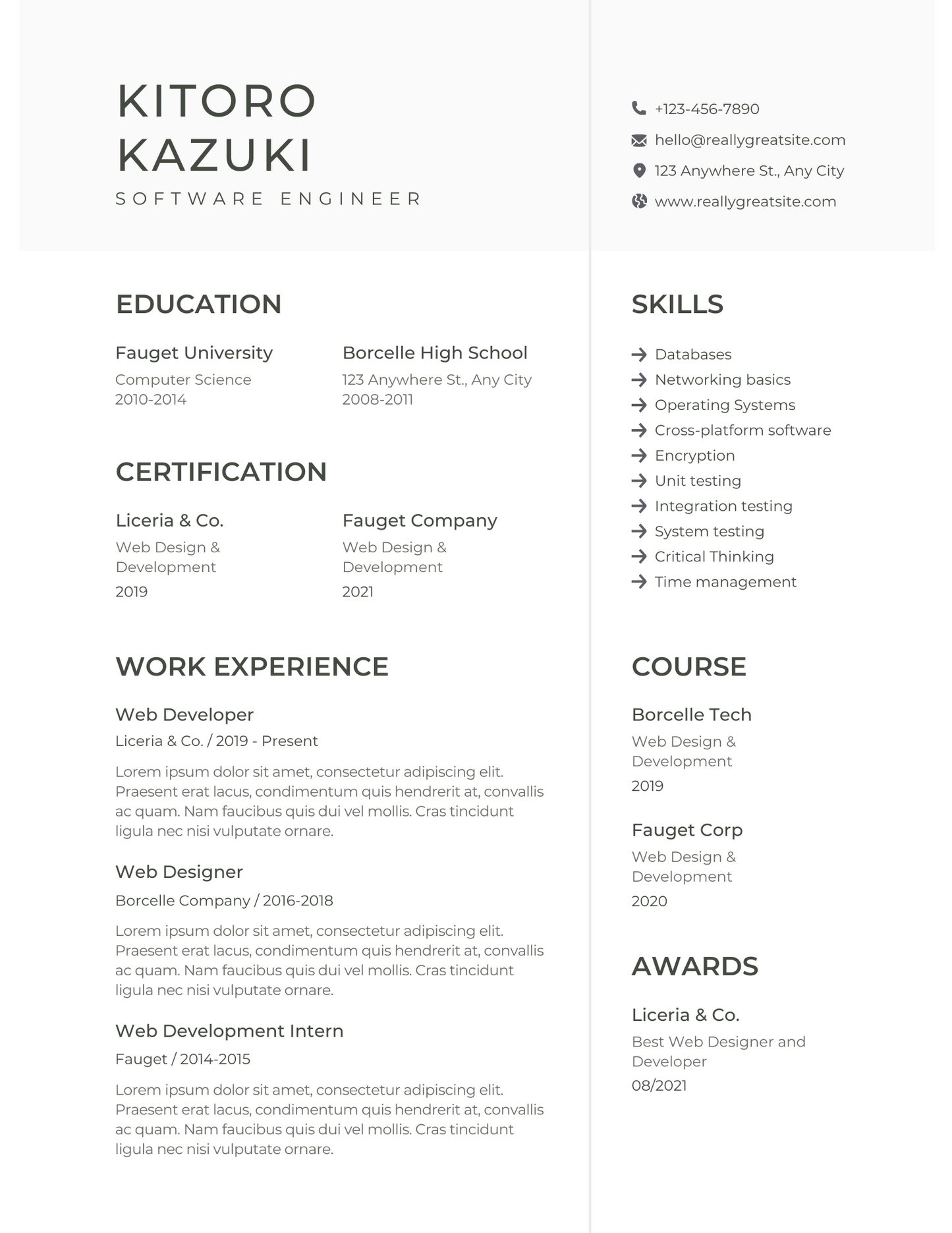 Example Resume #1 (Basic)